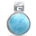 Round Natural Larimar .925 Sterling Silver Pendant