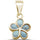 Yellow Gold Plated Larimar Plumeria .925 Sterling Silver Pendant .75
