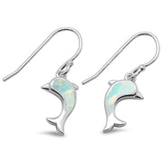 Evilo White Opal Dolphin Dangle .925 Sterling Silver Earrings