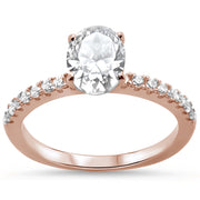Evilo Rose Gold Plated Cubic Zirconia Oval Shape .925 Sterling Silver Ring Size 5-10