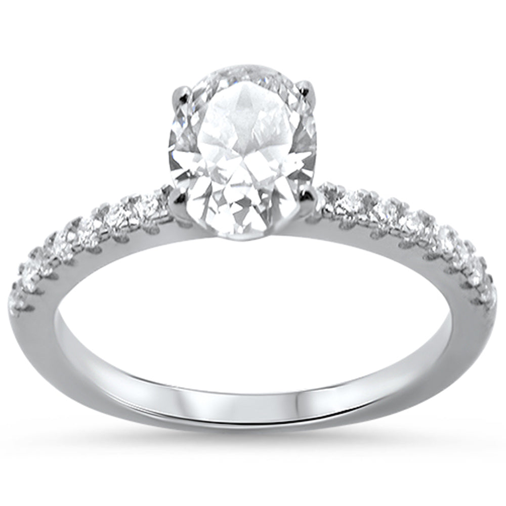 Evilo New Cubic-Zirconia Oval Shape .925 Sterling Silver Ring Size 4-10