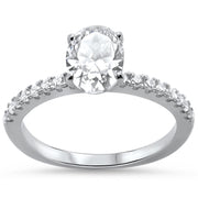 Evilo New Cubic-Zirconia Oval Shape .925 Sterling Silver Ring Size 4-10