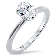 Evilo CLOSEOUT! 1.50ct 8x6mm Oval Cubic Zirconia .925 Sterling Silver Solitaire Engagement Ring