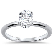 Evilo CLOSEOUT! 1.50ct 8x6mm Oval Cubic Zirconia .925 Sterling Silver Solitaire Engagement Ring
