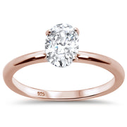 Evilo CLOSEOUT! 1.50ct 8x6mm Rose Gold Plated Oval Cubic Zirconia .925 Sterling Silver Solitaire Engagement RingSizes 4-9