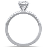 Evilo 2.00ct 9x7mm Oval & Round Cubic Zirconia .925 Sterling Silver Solitaire Engagement Ring Sizes 4-9