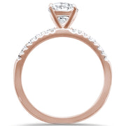 Evilo 2.00ct 9x7mm Rose Gold Plated Oval & Round Cubic Zirconia .925 Sterling Silver Solitaire Engagement Ring Sizes 4-9