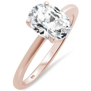 Evilo CLOSEOUT! 2.00ct 9x7mm Rose Gold Plated Oval Cubic Zirconia .925 Sterling Silver Solitaire Engagement RingSizes 4-9