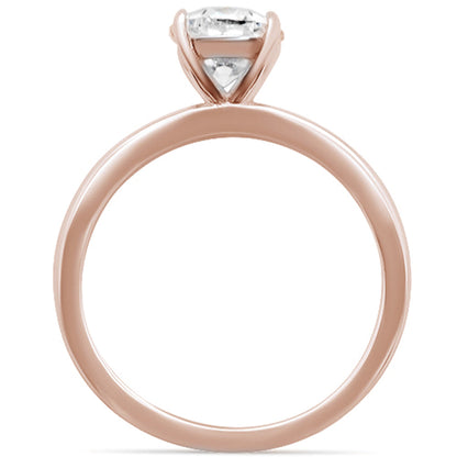 <span>CLOSEOUT! </span>2.00ct 9x7mm Rose Gold Plated Oval Cubic Zirconia .925 Sterling Silver Solitaire Engagement RingSizes 4-9