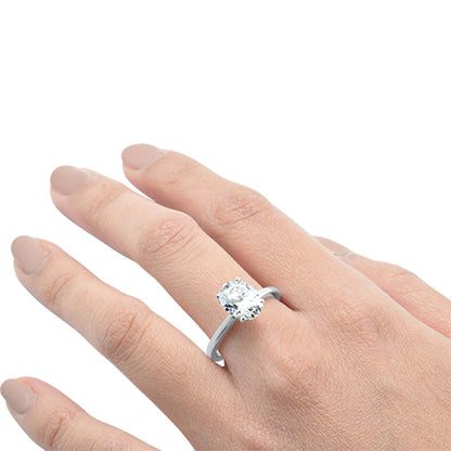 <span>CLOSEOUT! </span>3.00ct 10x8mm Oval Cubic Zirconia .925 Sterling Silver Solitaire Engagement Ring Sizes 4-9