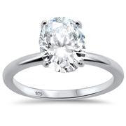 Evilo CLOSEOUT! 3.00ct 10x8mm Oval Cubic Zirconia .925 Sterling Silver Solitaire Engagement Ring Sizes 4-9