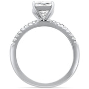 Evilo 2.50ct 9x7mm Radiant Cut & Round Cubic Zirconia .925 Sterling Silver Solitaire Engagement Ring Sizes 4-10