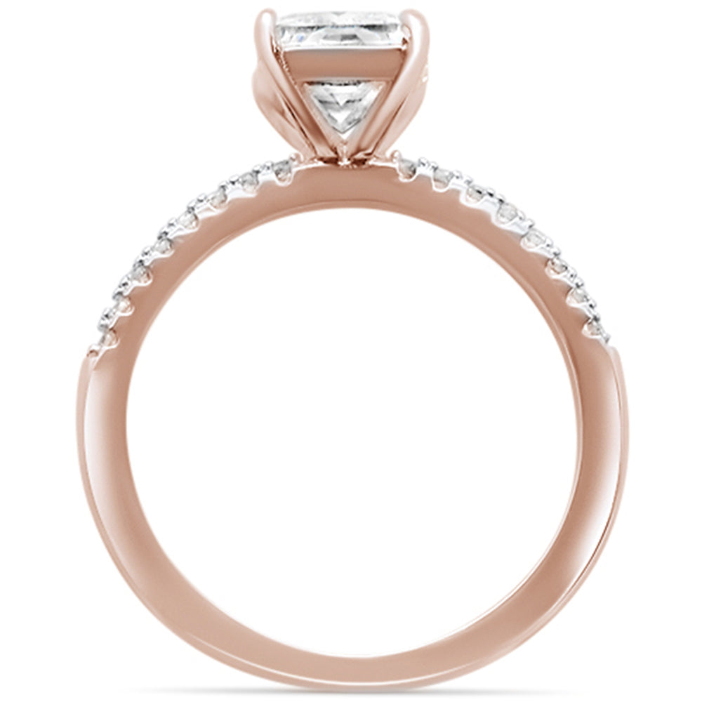 Evilo 2.50ct 9x7mm Rose Gold Plated Radiant Cut & Round Cubic Zirconia .925 Sterling Silver Solitaire Engagement Ring Sizes 4-10