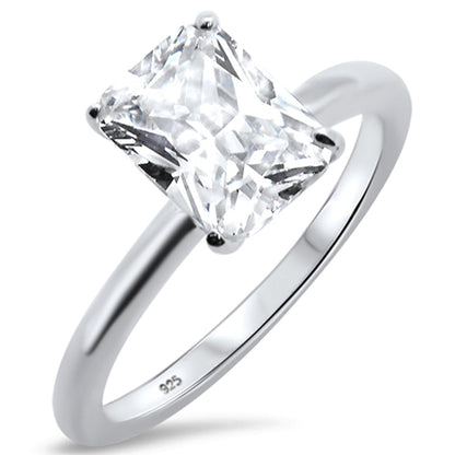 <span>CLOSEOUT! </span>2.50ct 9x7mm Radiant Cut Cubic Zirconia .925 Sterling Silver Solitaire Engagement Ring