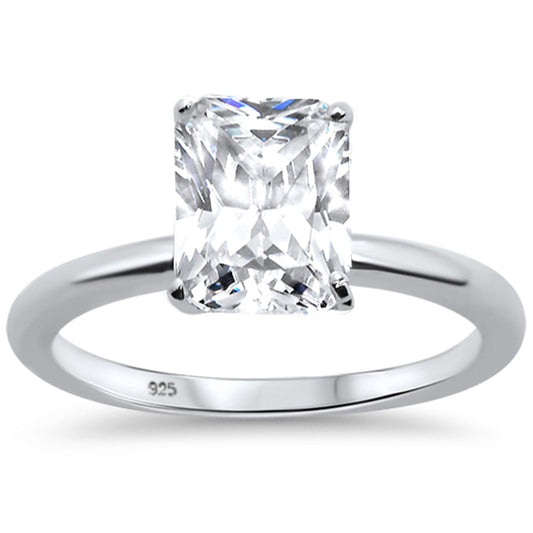 <span>CLOSEOUT! </span>2.50ct 9x7mm Radiant Cut Cubic Zirconia .925 Sterling Silver Solitaire Engagement Ring