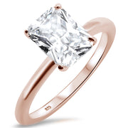Evilo CLOSEOUT! 2.50ct 9x7mm Rose Gold Plated Radiant Cut Cubic Zirconia .925 Sterling Silver Solitaire Engagement RingSizes 4-9