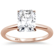 Evilo CLOSEOUT! 2.50ct 9x7mm Rose Gold Plated Radiant Cut Cubic Zirconia .925 Sterling Silver Solitaire Engagement RingSizes 4-9
