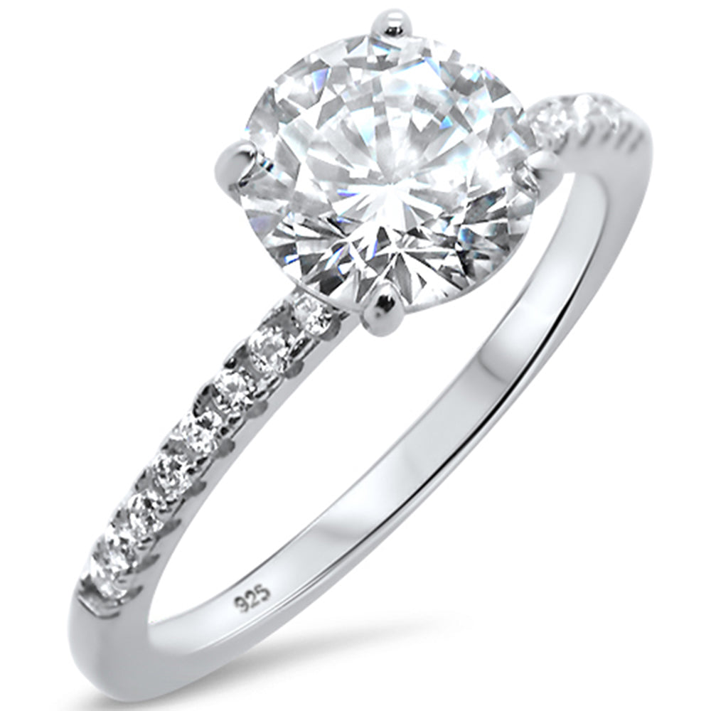 2.00ct 8mm Round Cubic Zirconia .925 Sterling Silver Solitaire Engagement RingSizes 4-10