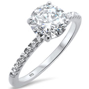 Evilo 2.00ct 8mm Round Cubic Zirconia .925 Sterling Silver Solitaire Engagement RingSizes 4-10