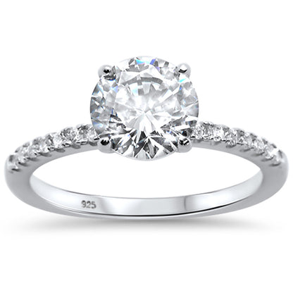 2.00ct 8mm Round Cubic Zirconia .925 Sterling Silver Solitaire Engagement RingSizes 4-10