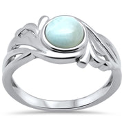 Evilo .925 Sterling Silver Natural Larimar Ring Sizes 5-10