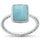Rectangle Larimar Braided Band .925 Sterling Silver Ring Sizes 5-10