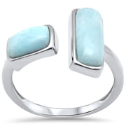 Evilo .925 Sterling Silver Natural Larimar Open Ring Sizes 5-10
