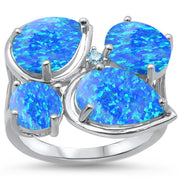 Evilo CLOSEOUT!  Blue Opal & Blue Topaz Cubic Zirconia .925 Sterling Silver Ring